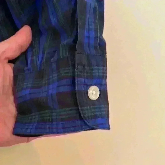 Chaps Men’s Plaid Blue and Green Button Down Easy Care XL - Picture 8 of 10